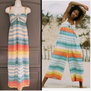 Mara Hoffman Swim Gauze Tie Front Bust Wide Leg Cropped Tank Jumpsuit Size XL